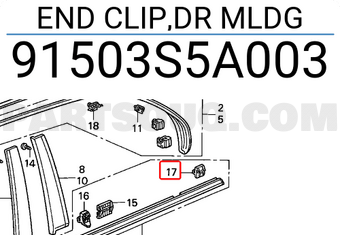 Honda 91503S5A003 END CLIP,DR MLDG