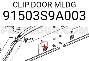 Honda 91503S9A003 CLIP,DOOR MLDG