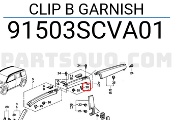 Honda 91503SCVA01 CLIP B GARNISH