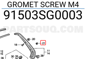 Honda 91503SG0003 GROMET SCREW M4