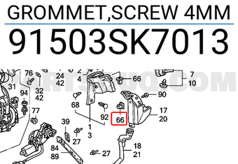 Honda 91503SK7013 GROMMET,SCREW 4MM