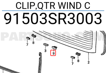 Honda 91503SR3003 CLIP,QTR WIND C