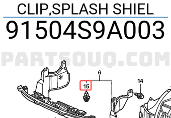 Honda 91504S9A003 CLIP,SPLASH SHIEL