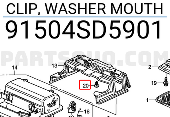 Honda 91504SD5901 CLIP, WASHER MOUTH