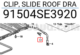 Honda 91504SE3920 CLIP, SLIDE ROOF DRA