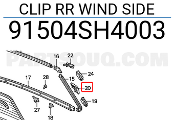 Honda 91504SH4003 CLIP RR WIND SIDE