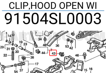 Honda 91504SL0003 CLIP,HOOD OPEN WI