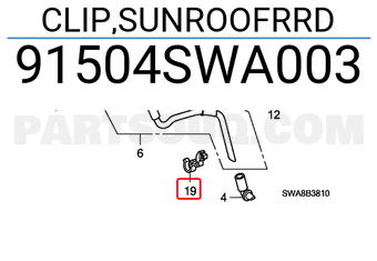 Honda 91504SWA003 CLIP,SUNROOFRRD