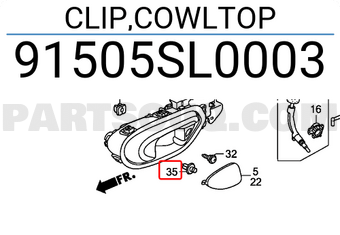 Honda 91505SL0003 CLIP,COWLTOP