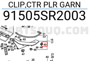 Honda 91505SR2003 CLIP,CTR PLR GARN