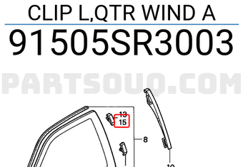 Honda 91505SR3003 CLIP L,QTR WIND A