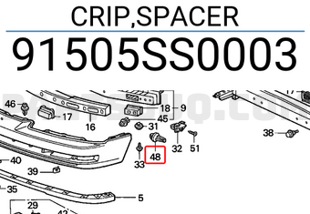 Honda 91505SS0003 CRIP,SPACER