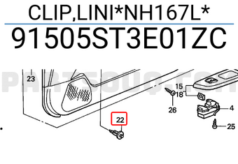 Honda 91505ST3E01ZC CLIP,LINI*NH167L*
