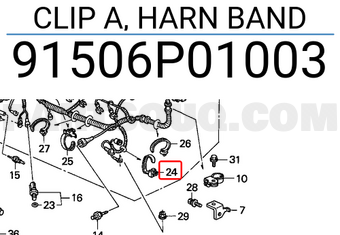 Honda 91506P01003 CLIP A, HARN BAND