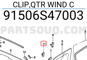 Honda 91506S47003 CLIP,QTR WIND C