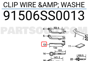 Honda 91506SS0013 CLIP WIRE & WASHE