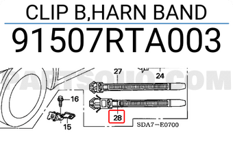 Honda 91507RTA003 CLIP B,HARN BAND