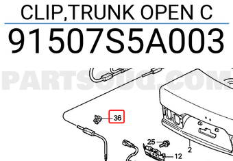 Honda 91507S5A003 CLIP,TRUNK OPEN C