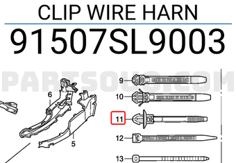 Honda 91507SL9003 CLIP WIRE HARN