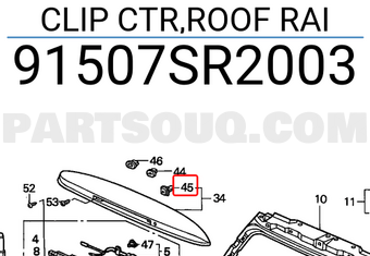 Honda 91507SR2003 CLIP CTR,ROOF RAI