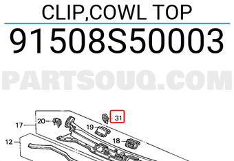 Honda 91508S50003 CLIP,COWL TOP