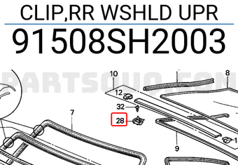 Honda 91508SH2003 CLIP,RR WSHLD UPR
