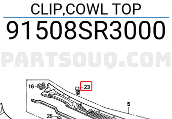 Honda 91508SR3000 CLIP,COWL TOP
