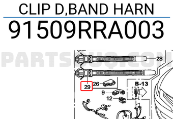 Honda 91509RRA003 CLIP D,BAND HARN