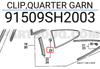Honda 91509SH2003 CLIP,QUARTER GARN