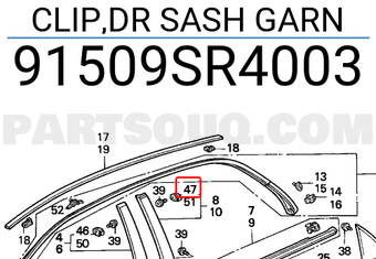 Honda 91509SR4003 CLIP,DR SASH GARN