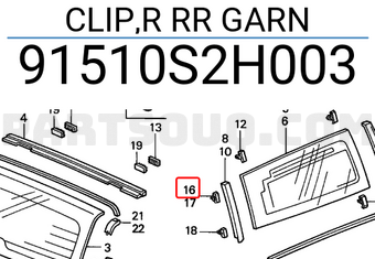 Honda 91510S2H003 CLIP,R RR GARN