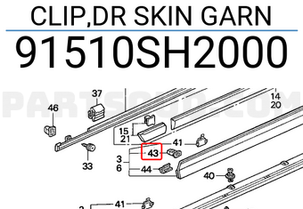 Honda 91510SH2000 CLIP,DR SKIN GARN