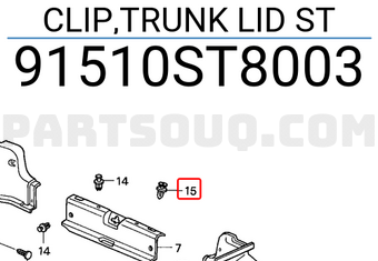 Honda 91510ST8003 CLIP,TRUNK LID ST