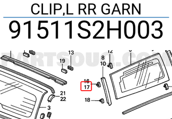 Honda 91511S2H003 CLIP,L RR GARN