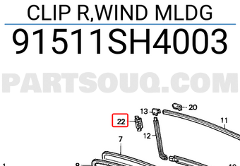 Honda 91511SH4003 CLIP R,WIND MLDG