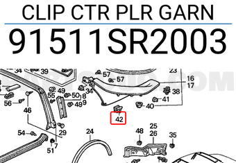 Honda 91511SR2003 CLIP CTR PLR GARN