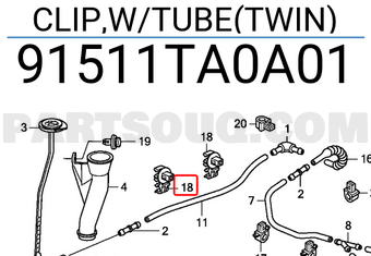 Honda 91511TA0A01 CLIP,W/TUBE(TWIN)