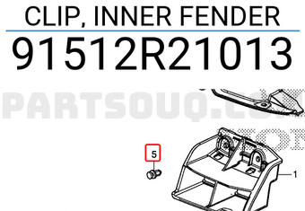 Honda 91512R21013 CLIP, INNER FENDER