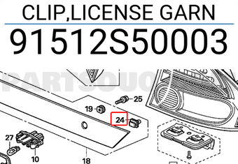 Honda 91512S50003 CLIP,LICENSE GARN