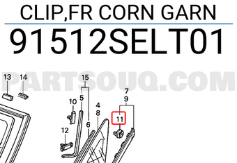 Honda 91512SELT01 CLIP,FR CORN GARN
