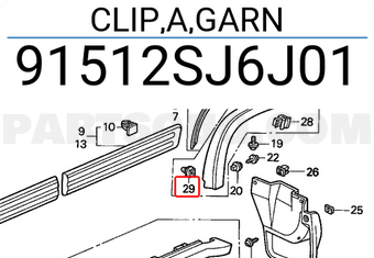 Honda 91512SJ6J01 CLIP,A,GARN