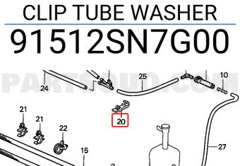 Honda 91512SN7G00 CLIP TUBE WASHER