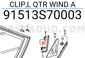 Honda 91513S70003 CLIP,L QTR WIND A