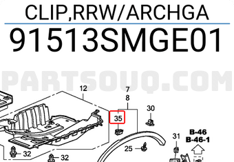 Honda 91513SMGE01 CLIP,RRW/ARCHGA