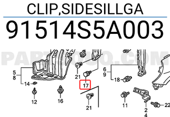 Honda 91514S5A003 CLIP,SIDESILLGA