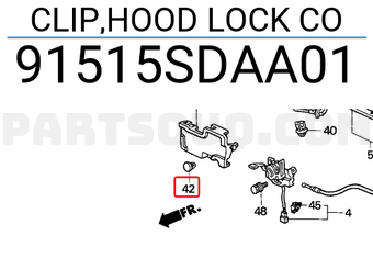 Honda 91515SDAA01 CLIP,HOOD LOCK CO