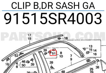 Honda 91515SR4003 CLIP B,DR SASH GA