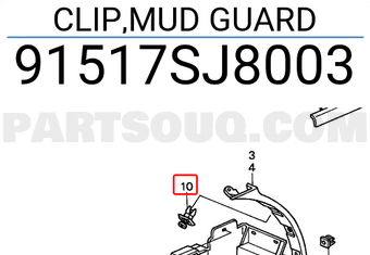 Honda 91517SJ8003 CLIP,MUD GUARD