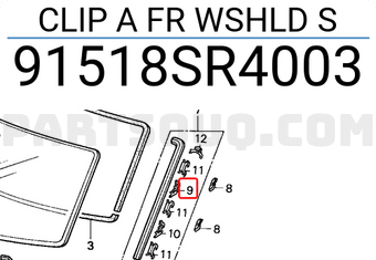 Honda 91518SR4003 CLIP A FR WSHLD S