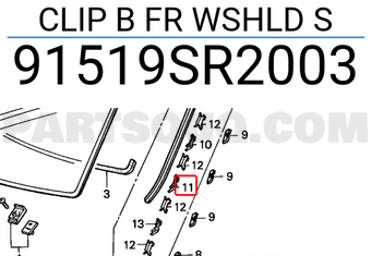 Honda 91519SR2003 CLIP B FR WSHLD S